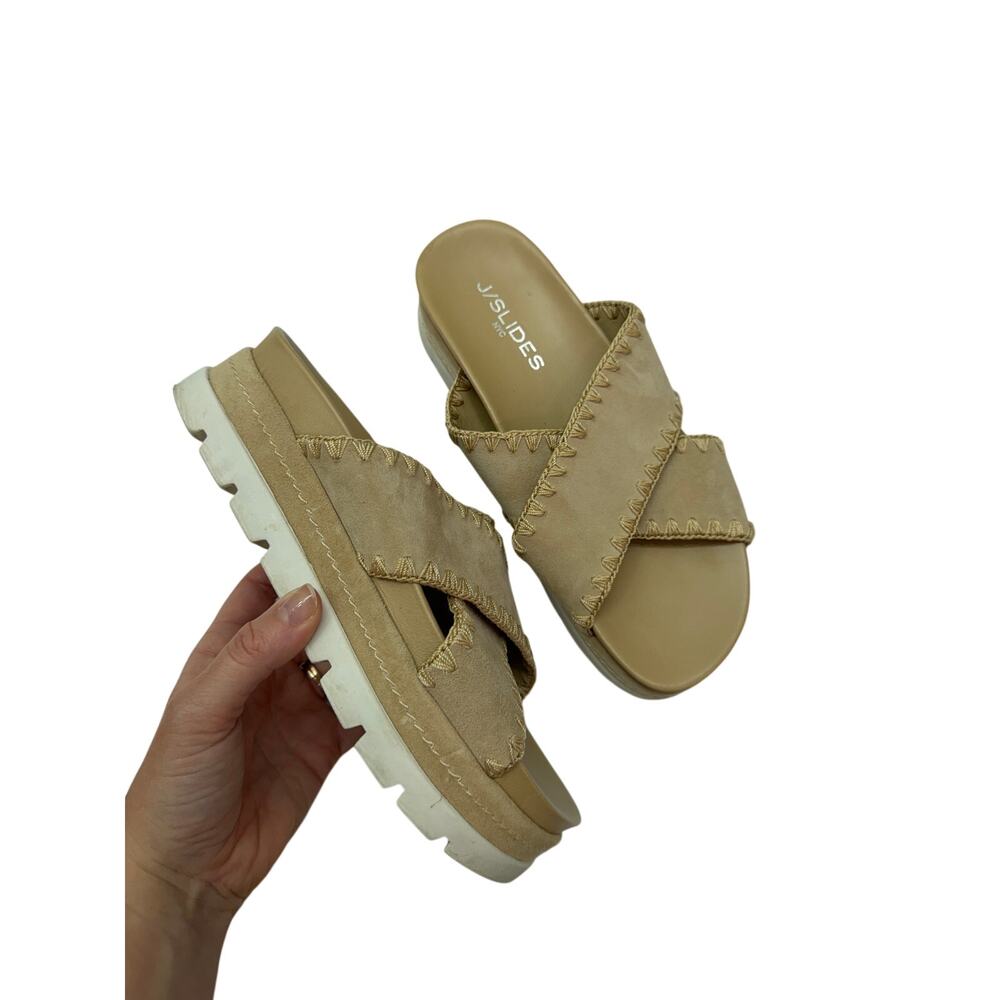 JSlides Whipstitched Platform Sandal 8.5